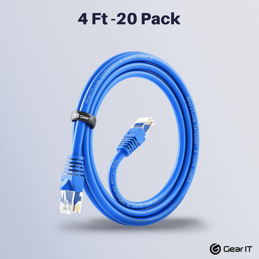 Cat 6 Ethernet Cable 3 ft (20-Pack) Blue A624468