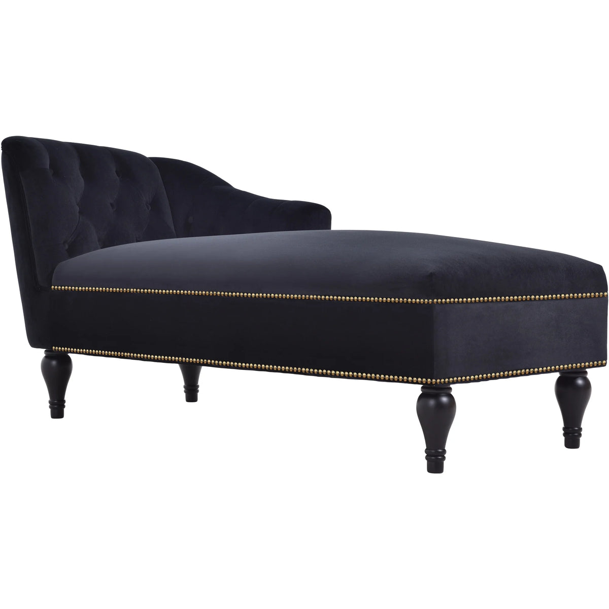 Black Tufted Upholstered Chaise Lounge T67217