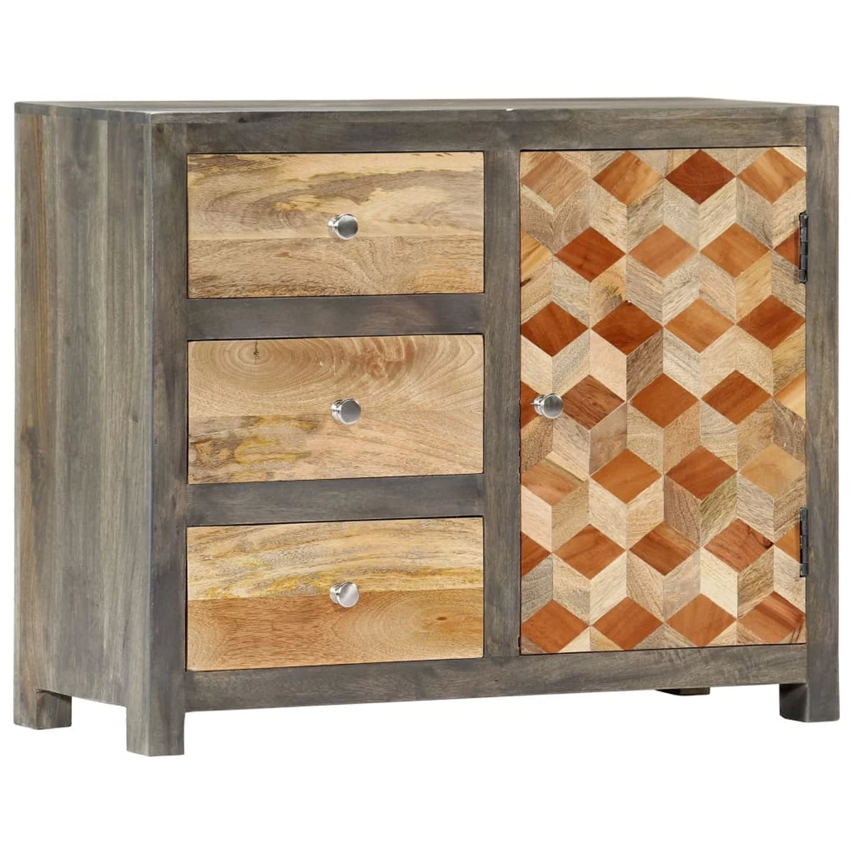 Gray Solid Mango Wood Side Cabinet N301