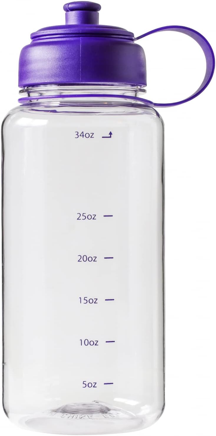 Purple 32Oz Water Bottle with Rubber Airtight Lid U9194