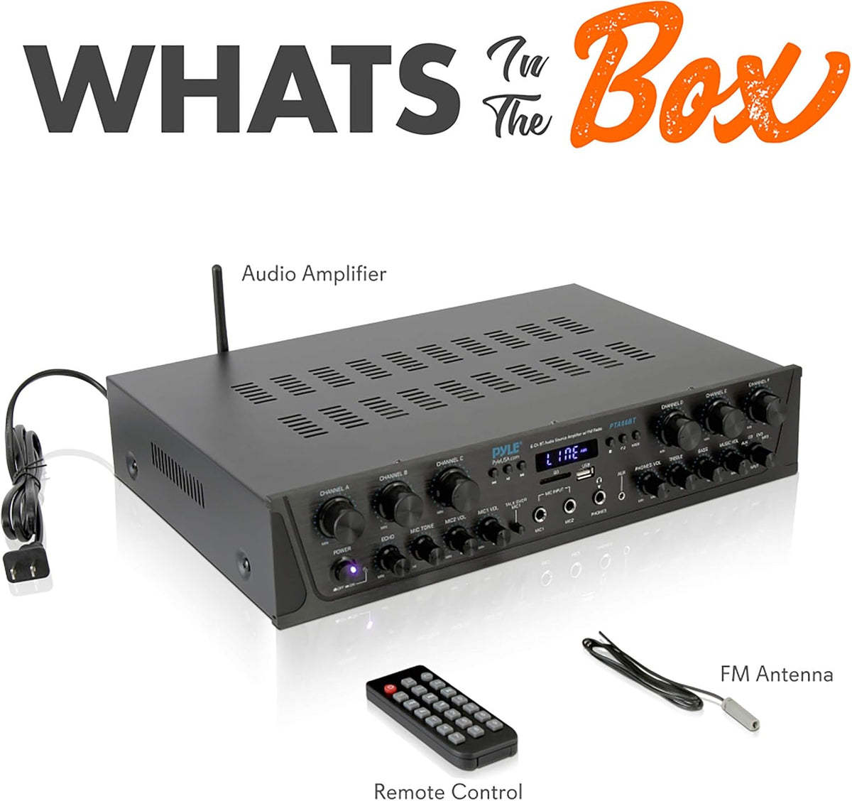 6 Channel 600 Watt Bluetooth Stereo Receiver Amplifier with Digital LCD T99219