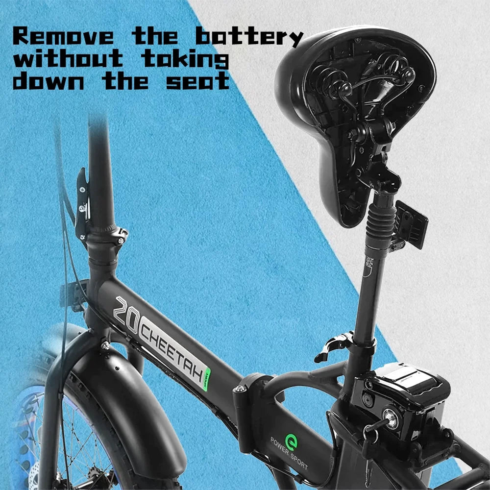 500 W Electric Bike 20" Fat Tire Folding Electric Bicycle 36 V 12.5 AH Removable Battery O571