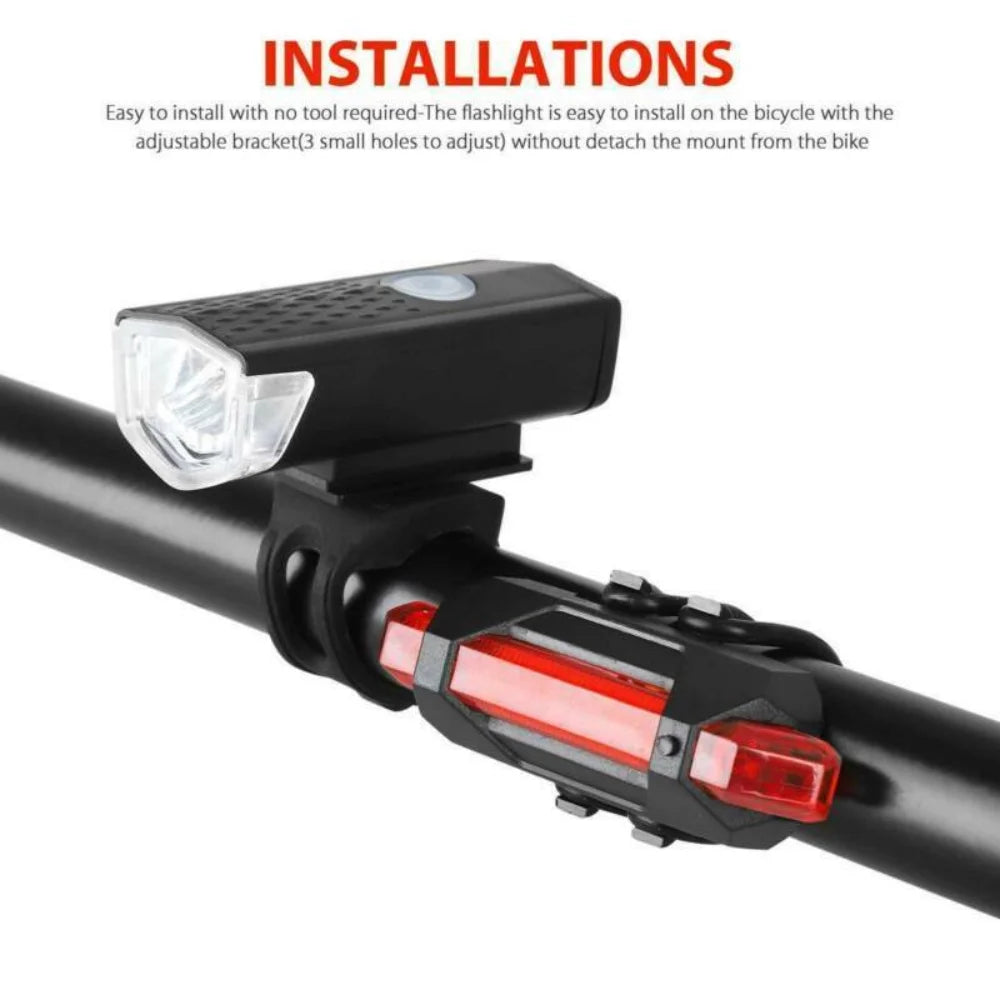 40 Sets USB Rechargeable Bike Light Set, LED Bicycle Headlight Front Rear Lamp Tail Light G7183
