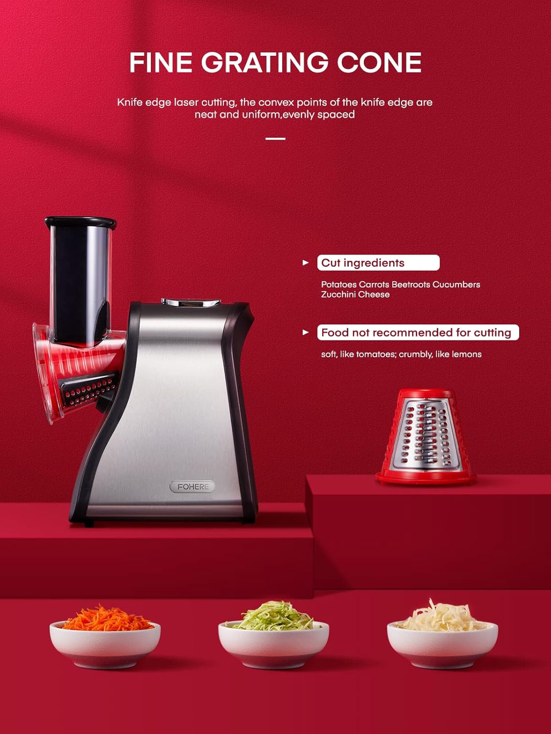 Electric Cheese Grater Salad Maker, Red M23619