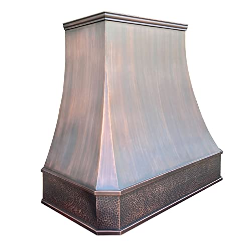 Light Hammered-Antique Copper Stainless Steel Kitchen Vent Hood S72329