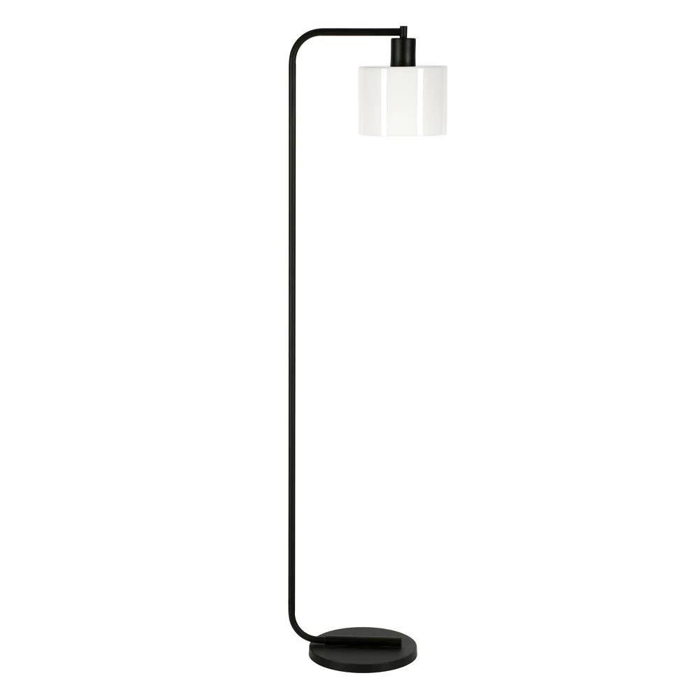 Black and White Floor Lamp with Milk Glass Shade U8071