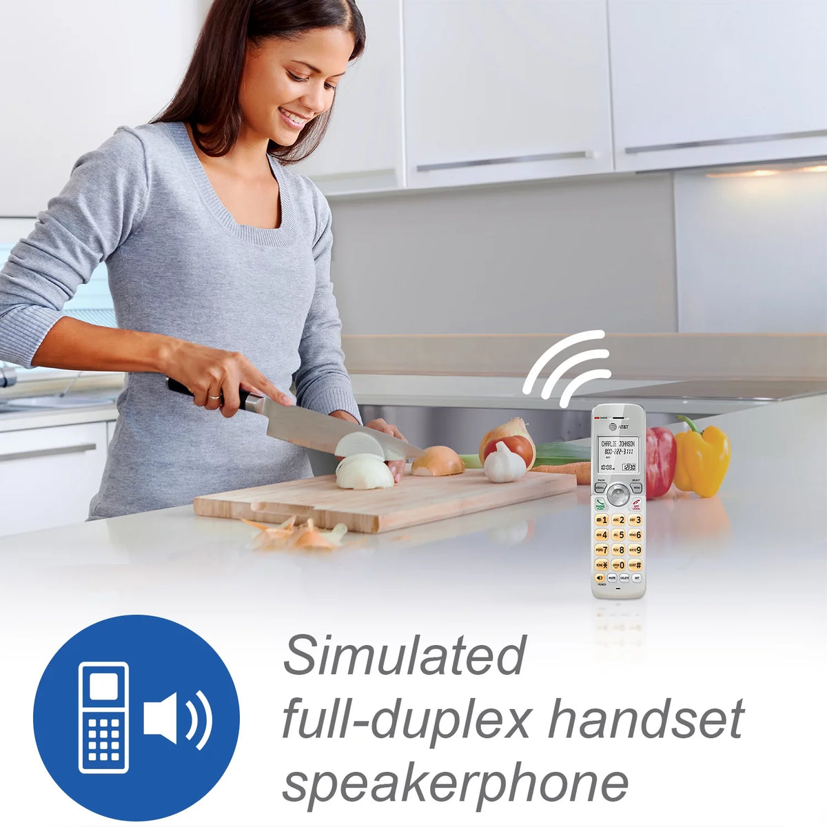 4-Handset Cordless Phone with Answering System and Call Block (White/Silver) J2562