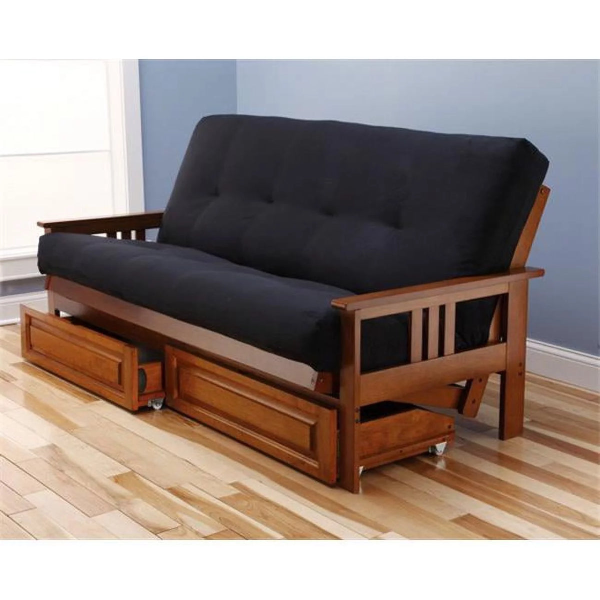 Black Suede Fabric Futon Mattress B163874