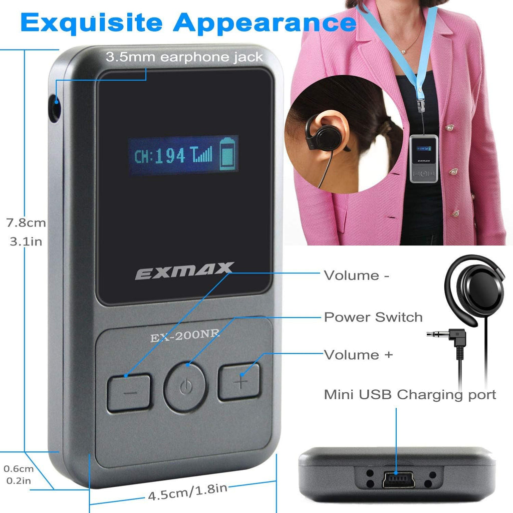 UHF Wireless Tour Guide Device 200 Channels 1 Transmitter & 3 Receivers U20648