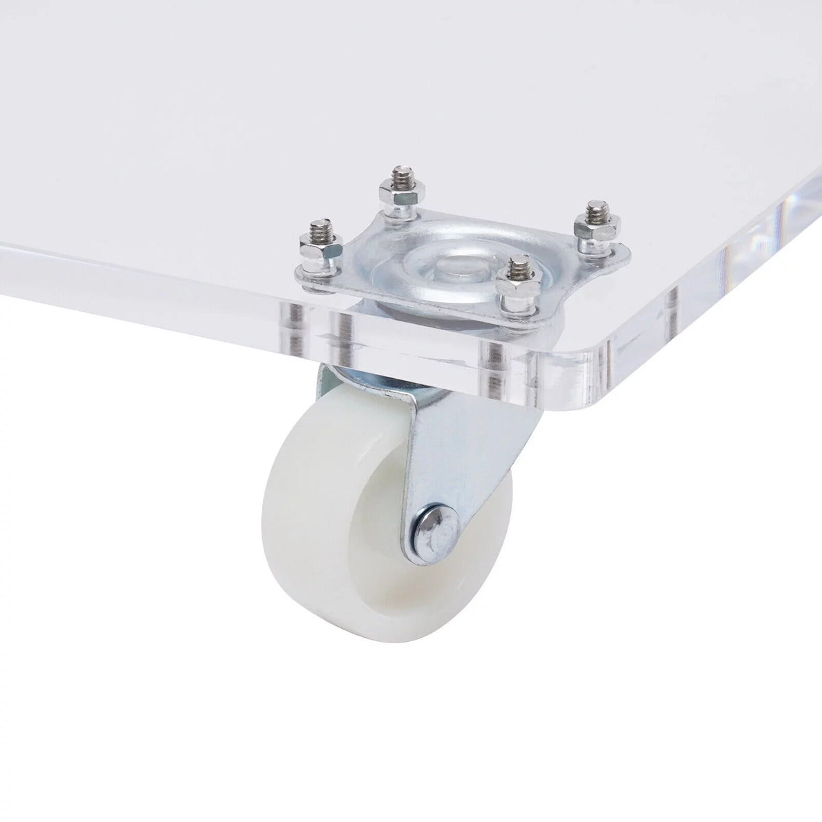 Clear Acrylic C-Shape Sofa Side Table with Wheels N4495