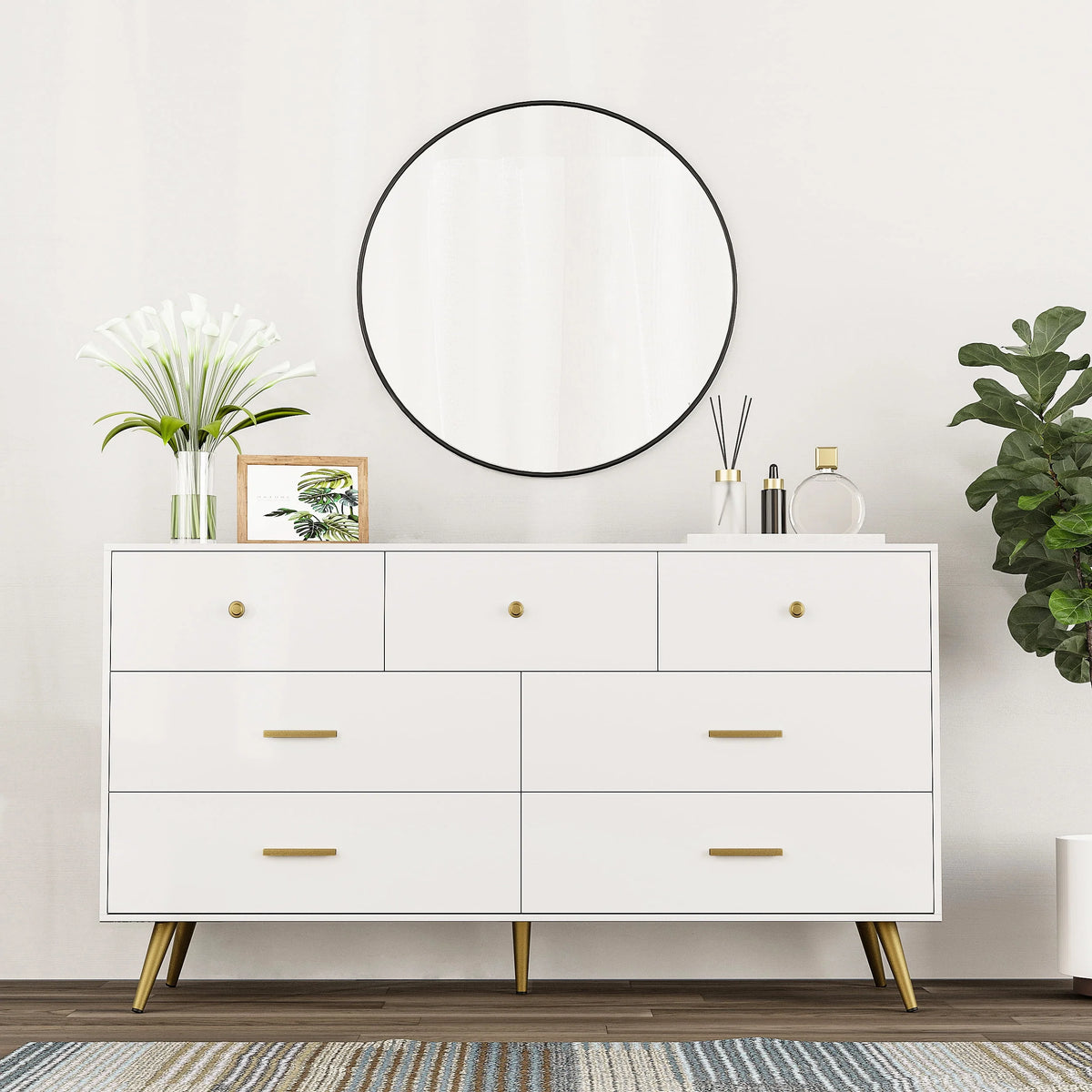 Black 3 Drawer Wood Dresser J577