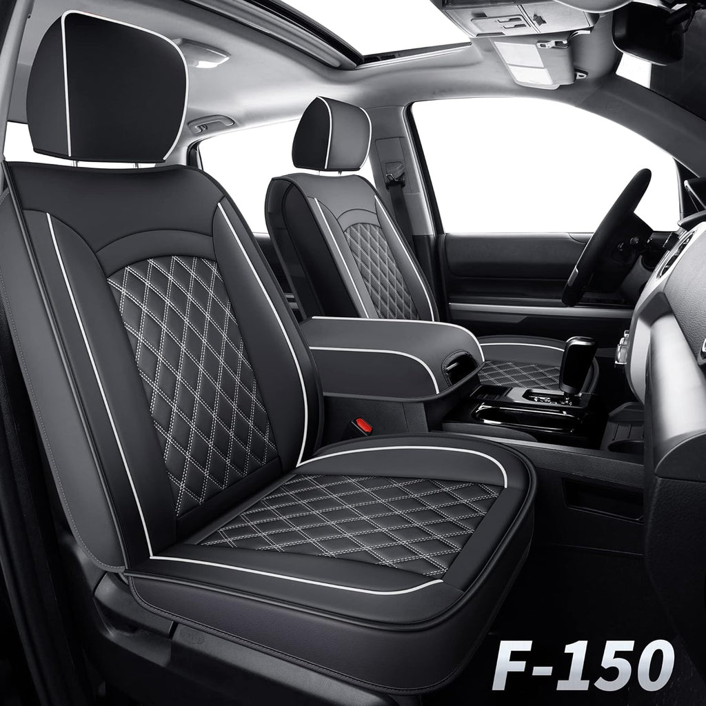 Black & Red Waterproof Faux Leather Seat Covers Full Set L9142