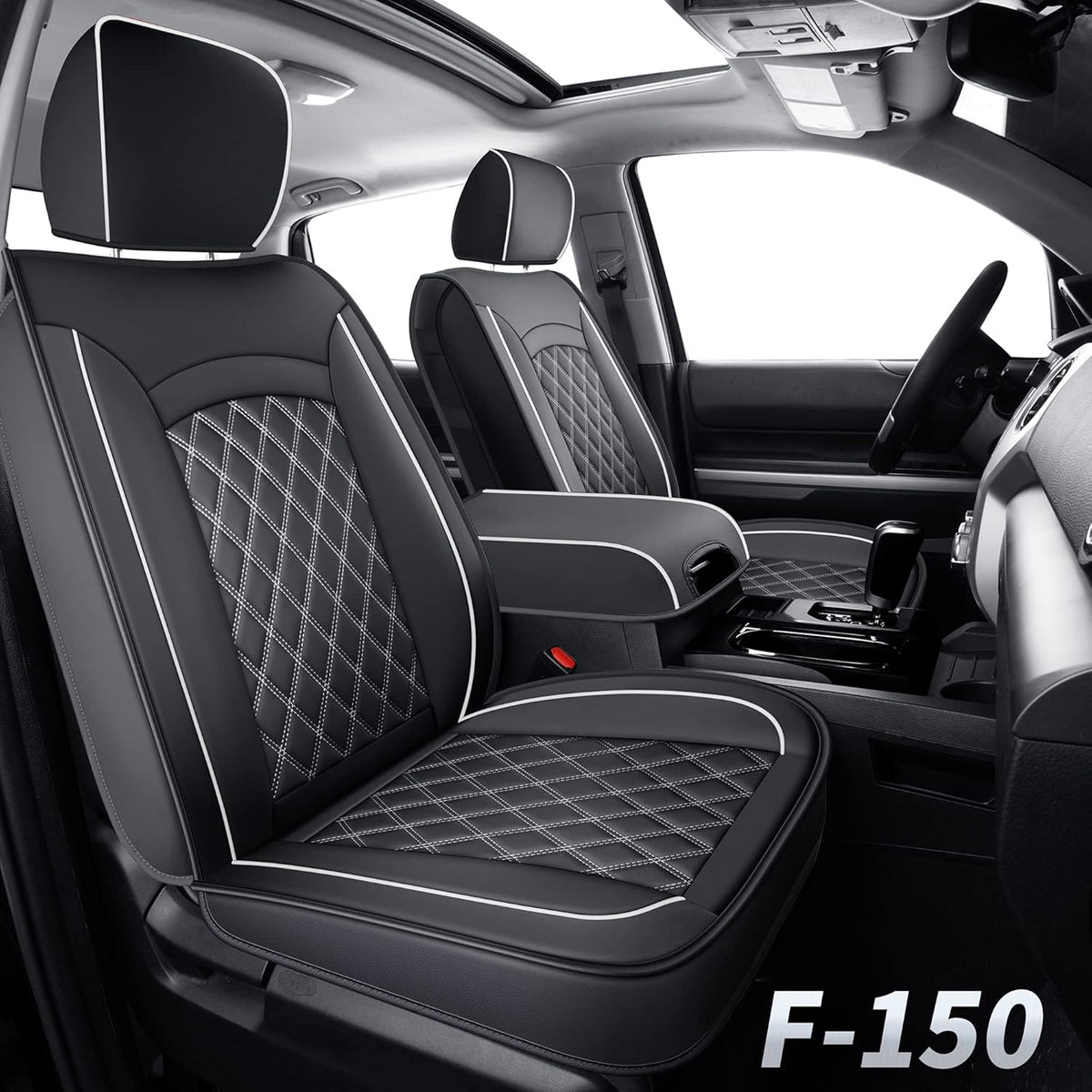 Black & Red Waterproof Faux Leather Seat Covers Full Set L9142