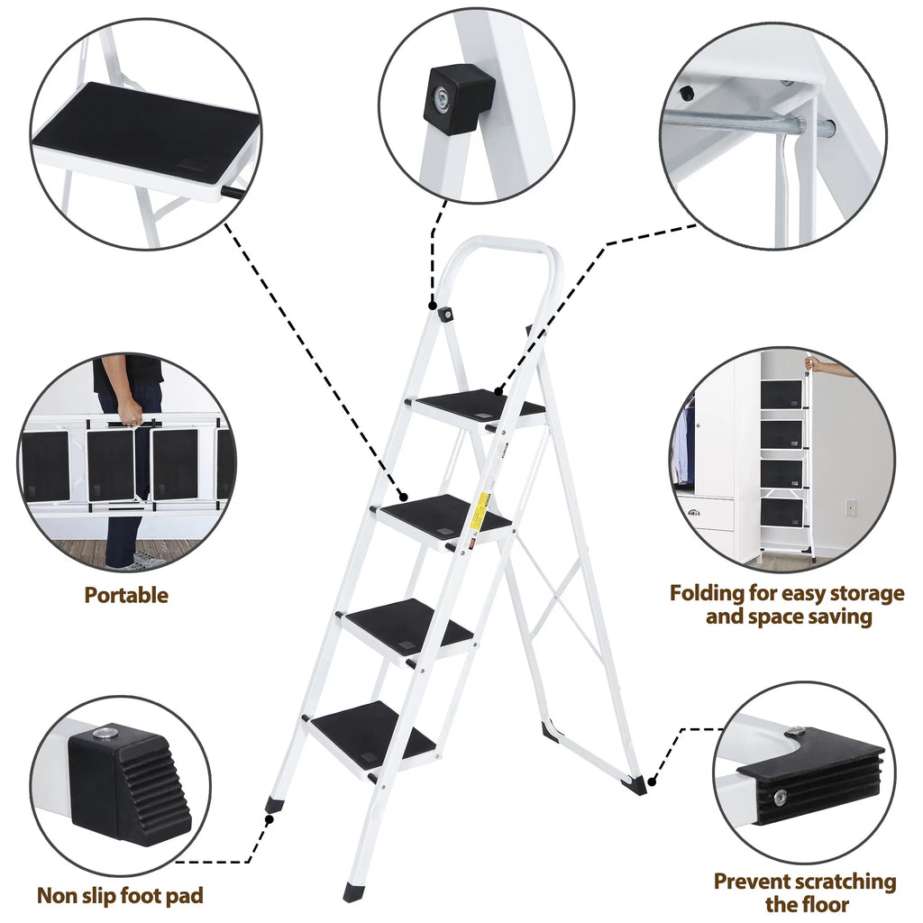 4 Step Ladder with Handgrip and Wide Platform Steps W35568