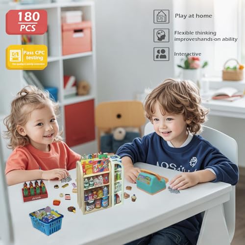Mini Shopping Cart Playset with Cash Register and Play Food U6161