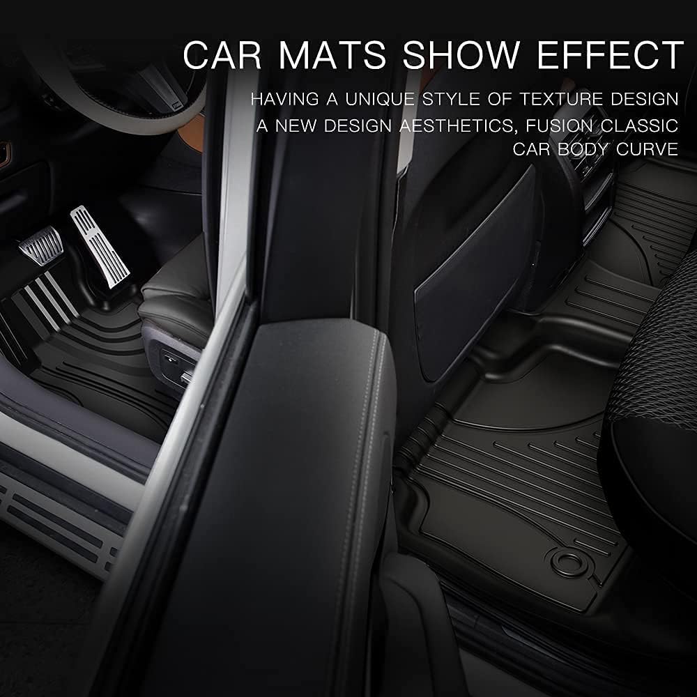 Heavy Duty TPE All Weather Car Floor Mats, 1st & 2nd Row Full Set Rubber Floor Liners I879876