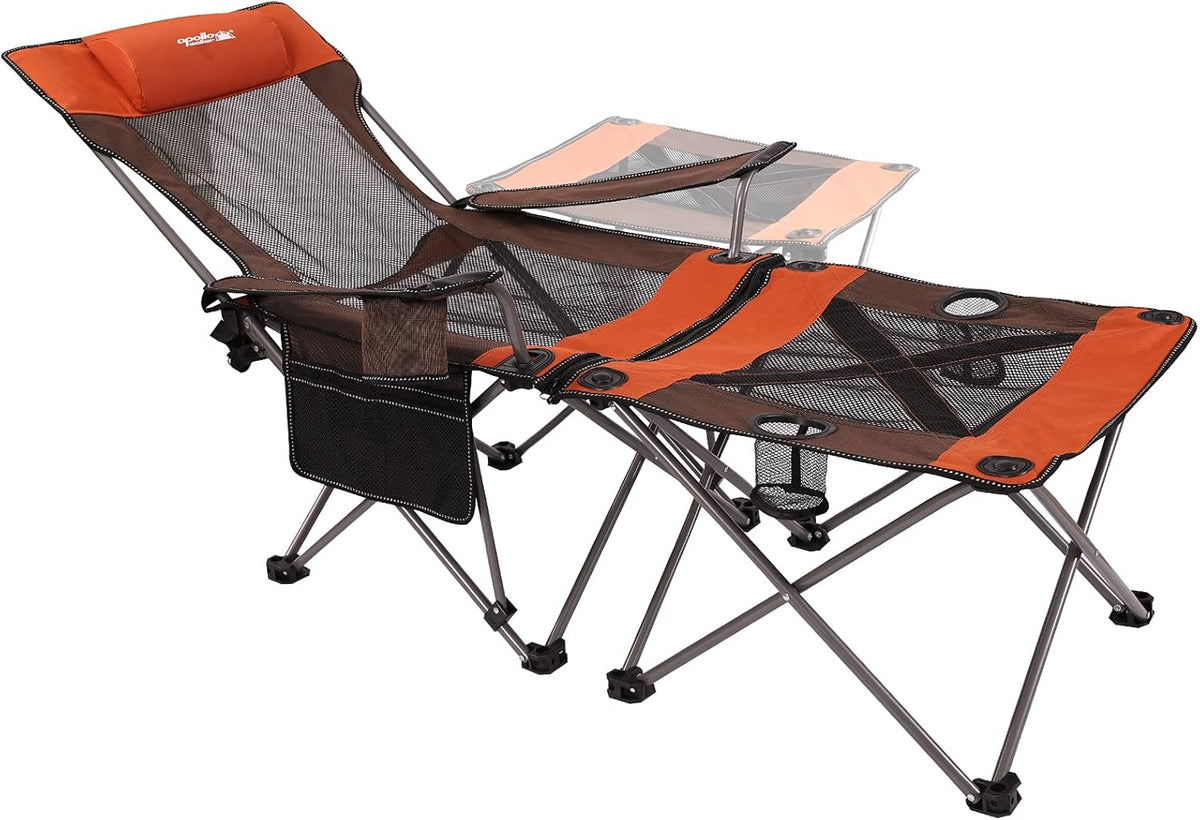 Camp Chairs for Adults Folding Beach Chairs 2 in 1 Portable Lightweight Mesh Lounger Chair with Removable Table D80723
