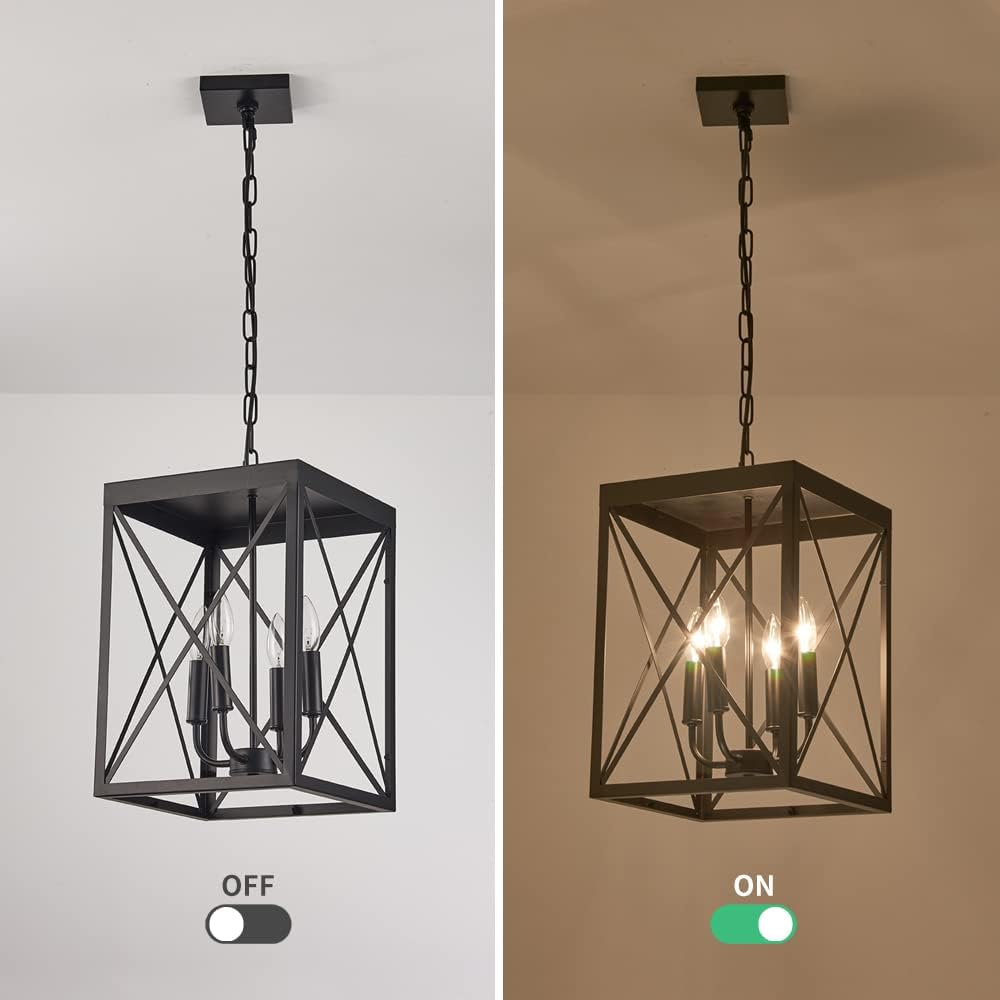 Black 4 Lights Cage Chandelier V8584