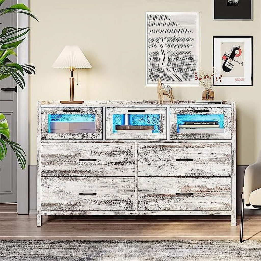 White 7 Drawer Wood Dresser H7551