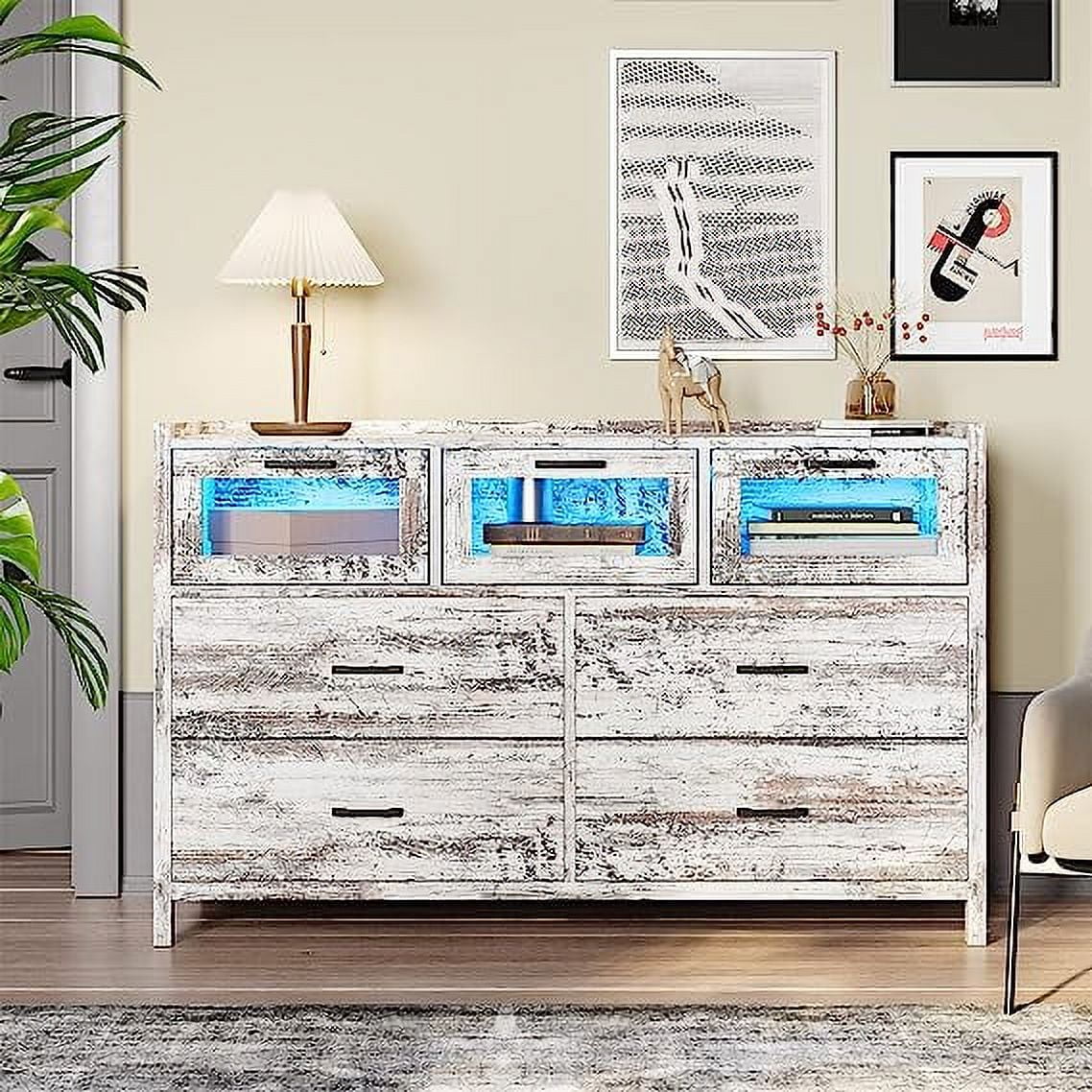 White 7 Drawer Wood Dresser H7551