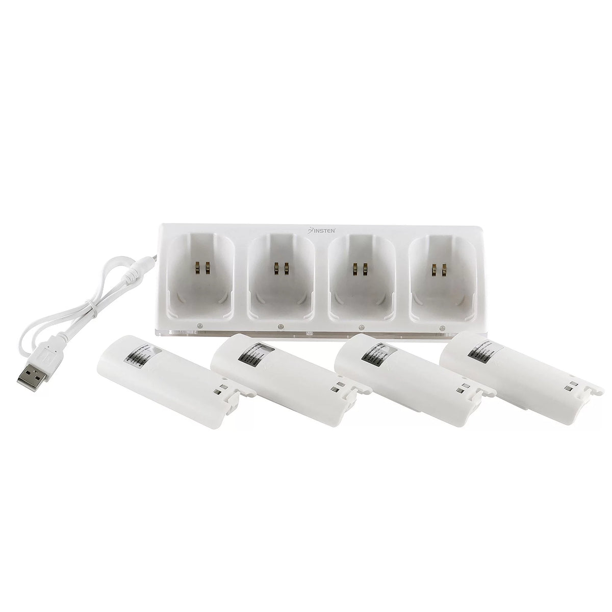 White Quad Remote Controller Charger Dock Station with 4x Rechargeable Battery Pack O161881