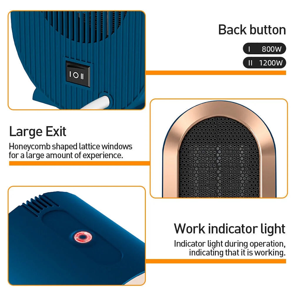 800W/1200W Portable Ceramic Fan Heater O646599
