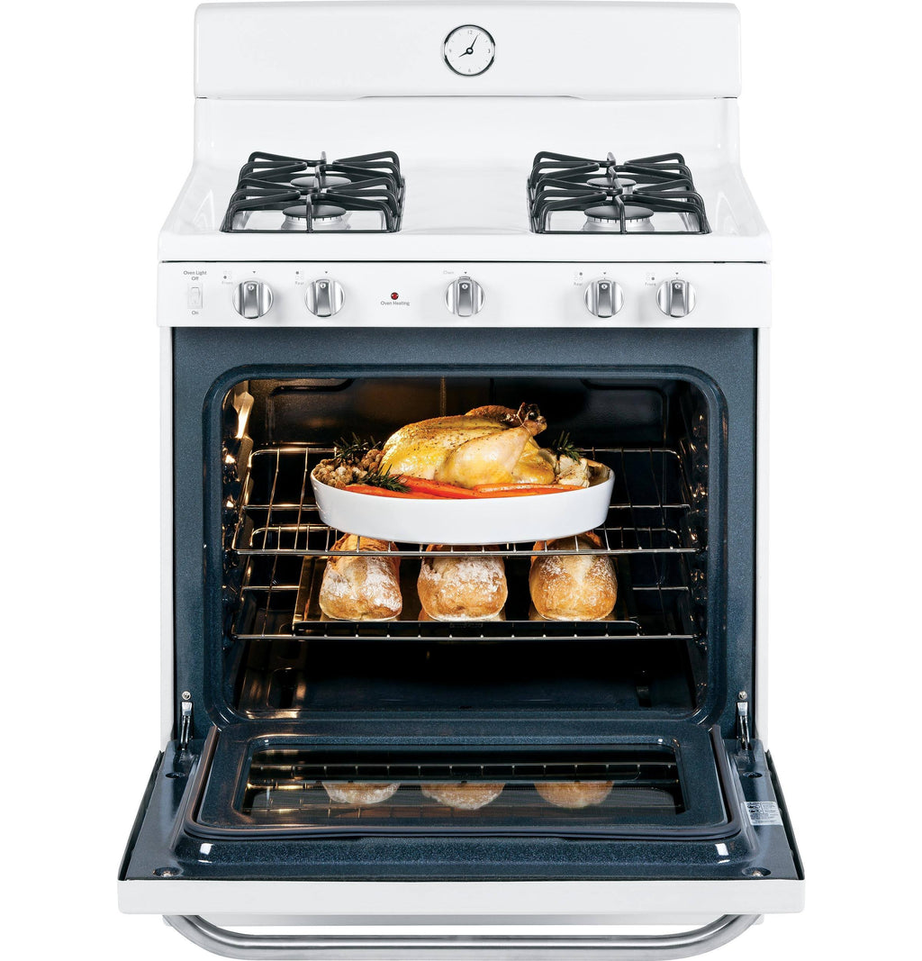 White Freestanding Gas Range with Broiler Drawer Y9869