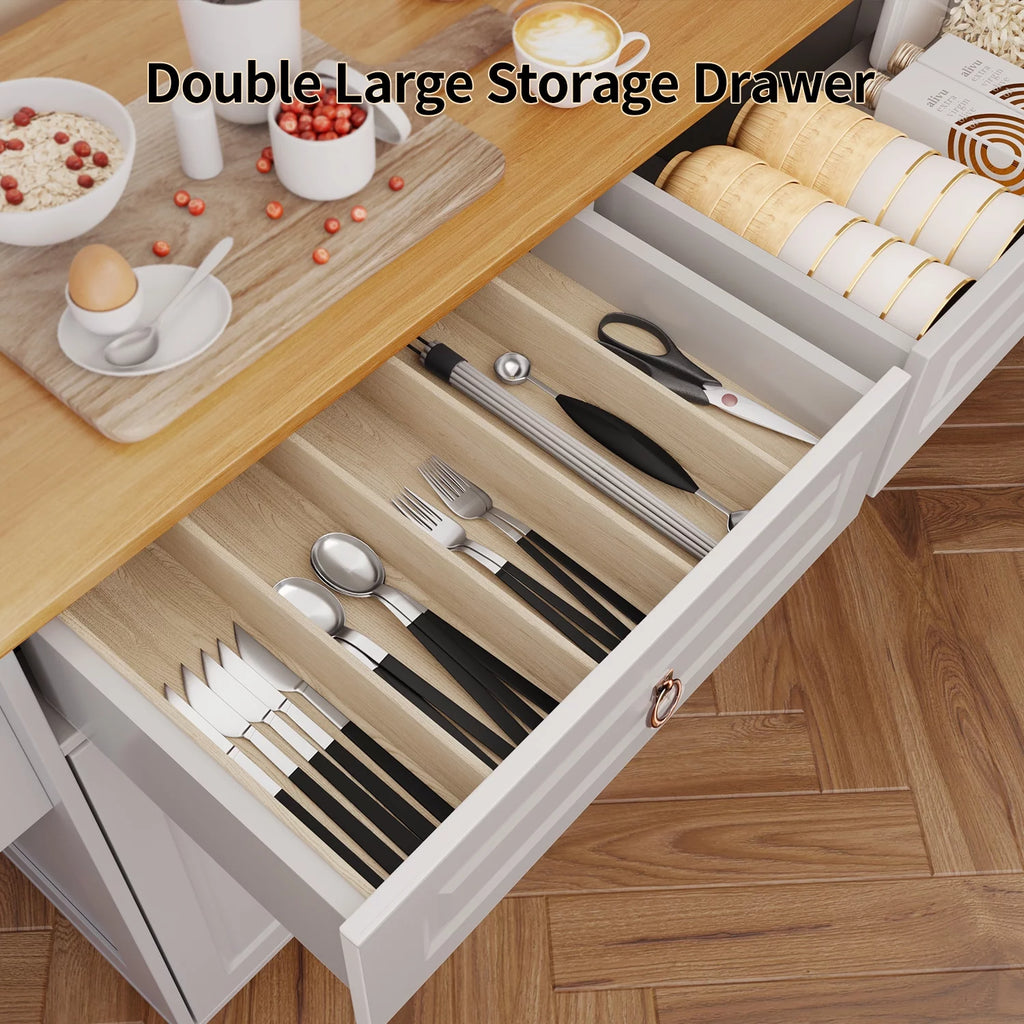 52" White Kitchen Island with Storage Y870750