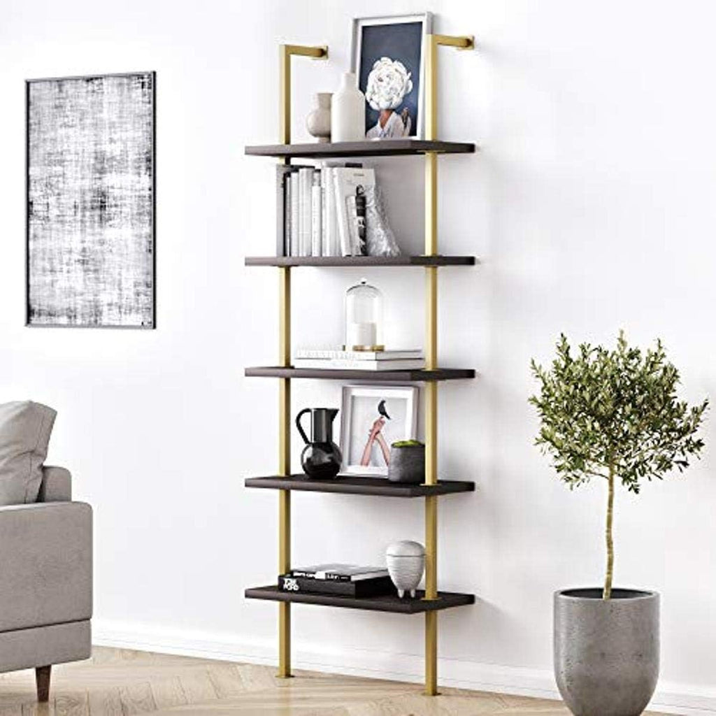White 5-Shelf Bookcase with Metal Frame B56227