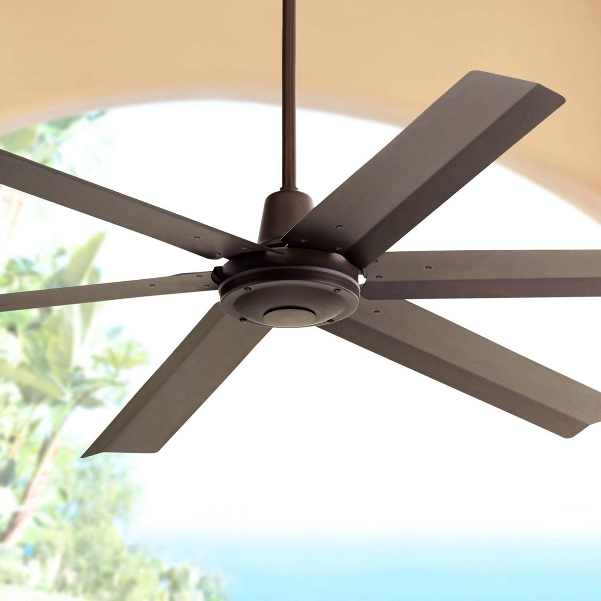 60 Turbina Max DC Modern Industrial Rustic Indoor Outdoor Ceiling Fan with Remote Control Brushed Nickel Silver Metal 5 Blades Damp Rated for Patio Exterior House Porch Garage Barn - Casa Vieja

60 DC Indoor Outdoor Ceiling Fan with Remote Control Br F947
