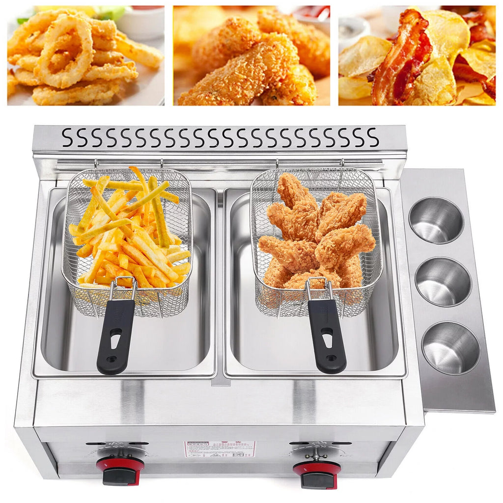 6L*2 Stainless Steel Commercial Countertop Gas Deep Fryer with 2 Basket H9268