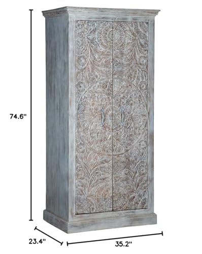 White Solid Wood Wardrobe B839240