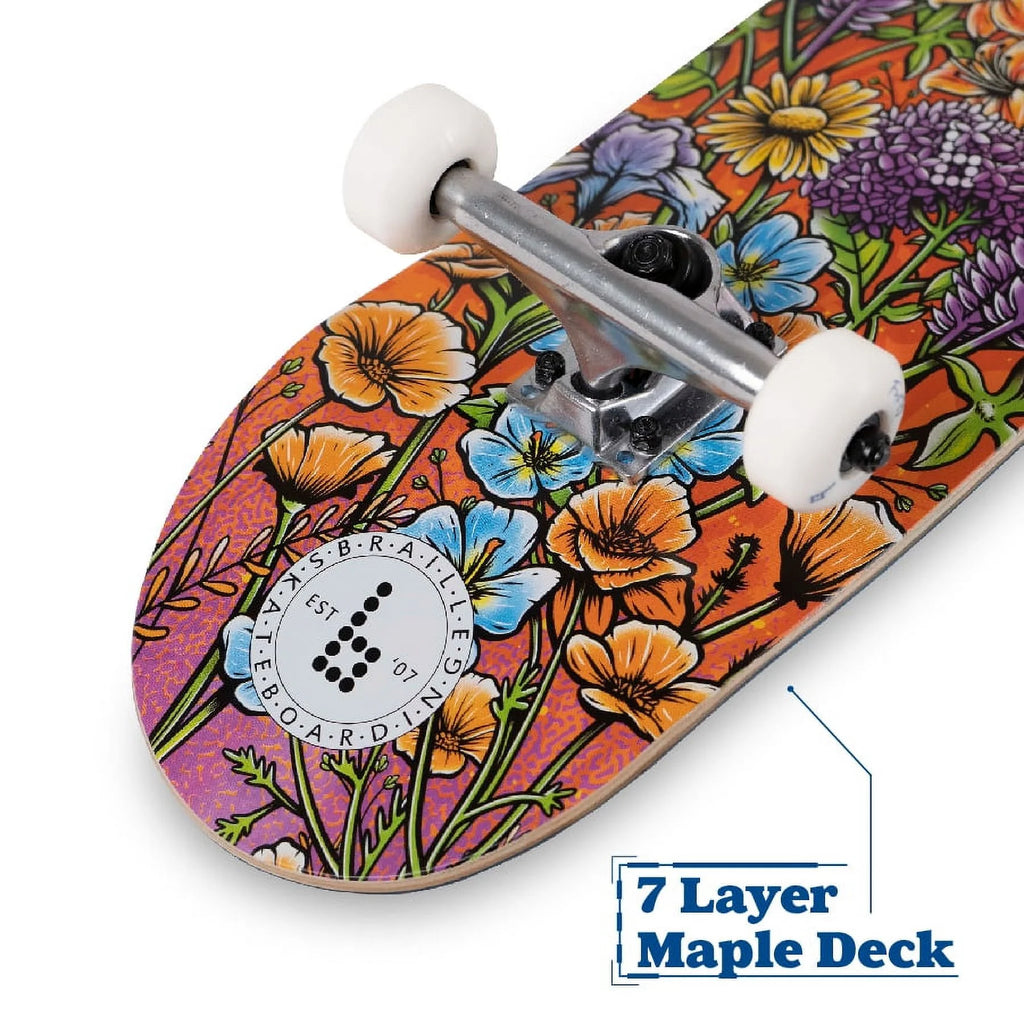 Multicolor 31 In. x 7.75 In. Complete Skateboard with 7-Ply Maple Deck and Abec-7 Bearings Y8916