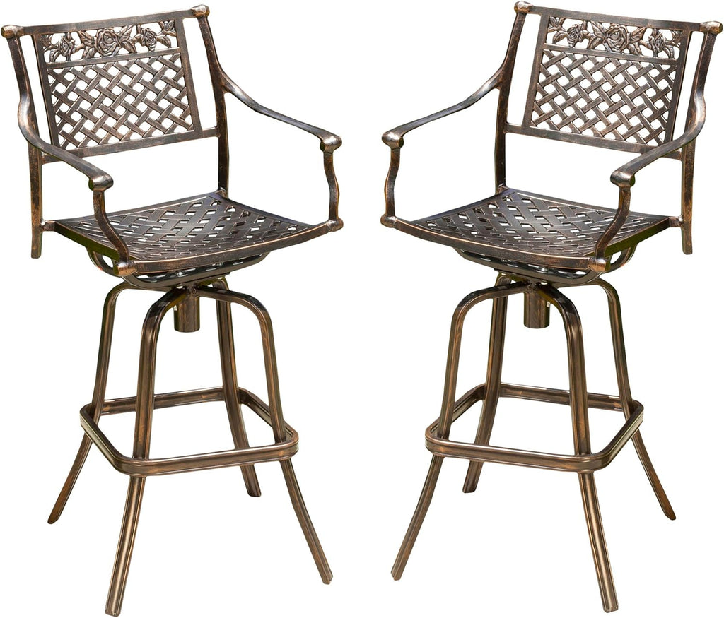 Shiny Copper Cast Aluminum Barstools 2-Pcs Set A1876