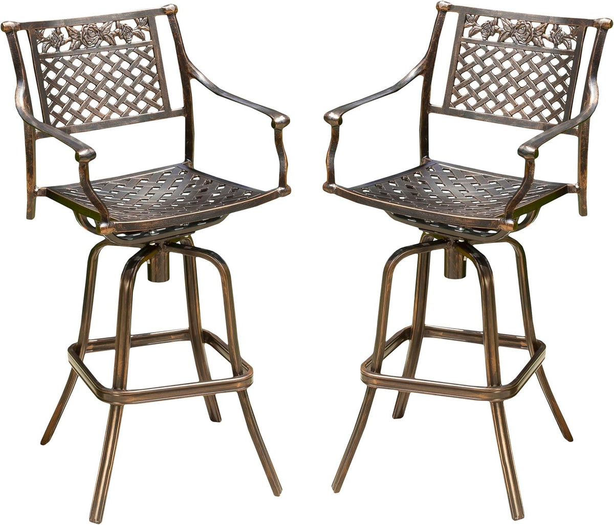 Shiny Copper Cast Aluminum Barstools 2-Pcs Set A1876