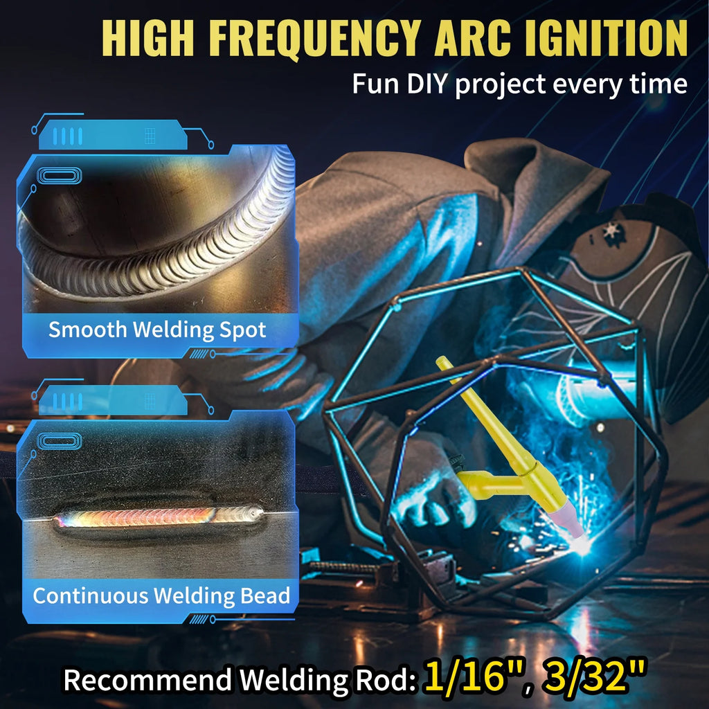 155Amp 3 in 1 TIG Welder, 110V High Frequency TIG/Stick/Clean Welding Machine Y59455