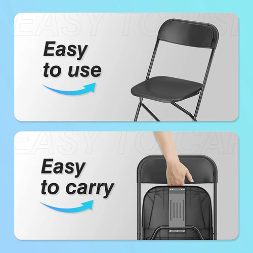 10 Pack Black Plastic Folding Chair with Steel Frame M214225