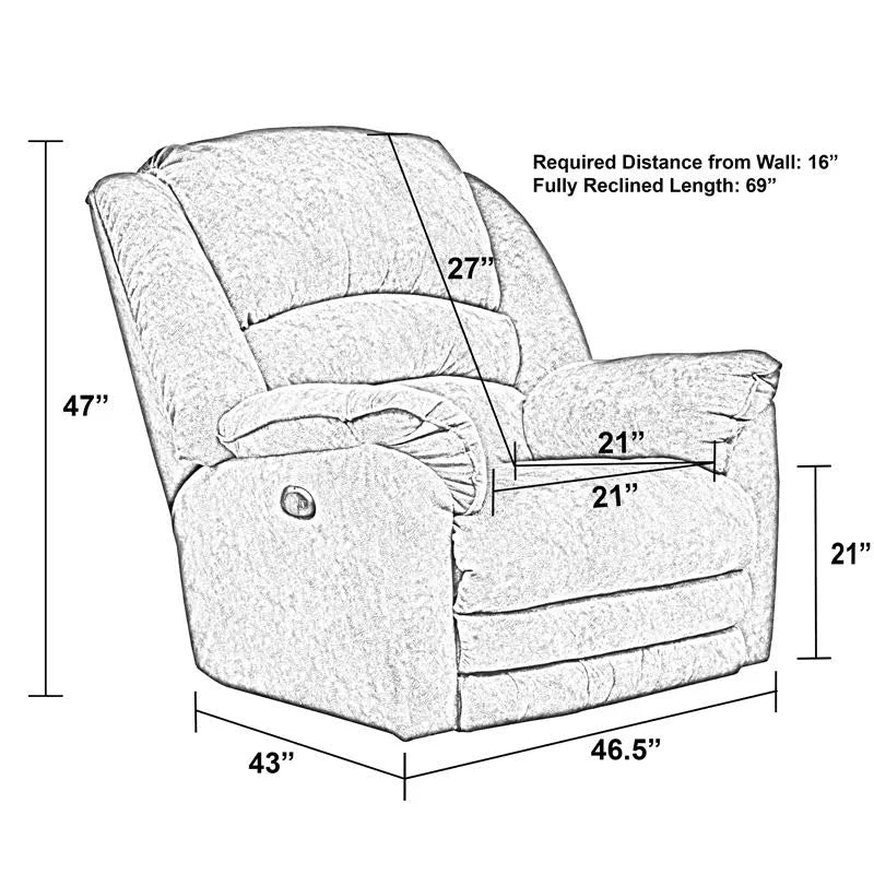 Power Lay Flat Recliner with Extended Ottoman A11447