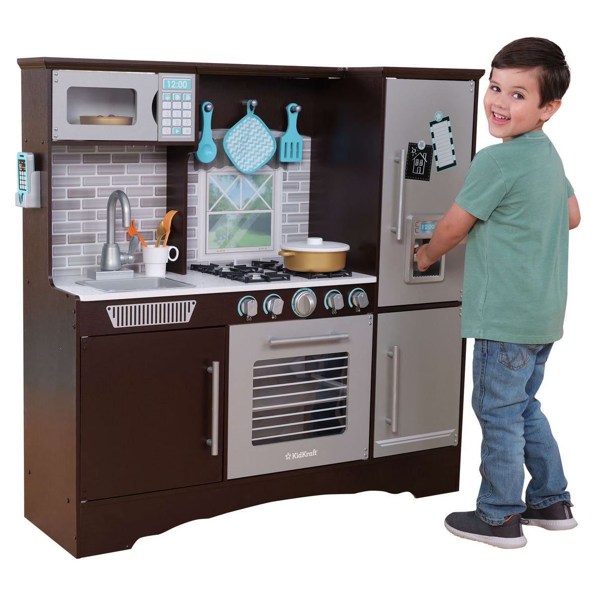 Espresso Wooden Kitchen with 4 Accessories U6764