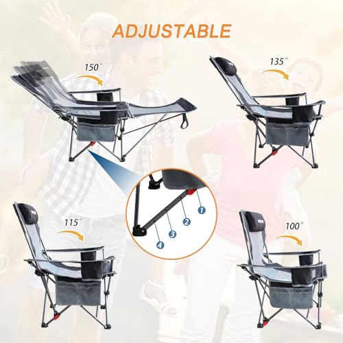 Reclining Camping Chair with Removable Footrest and Headrest I43228