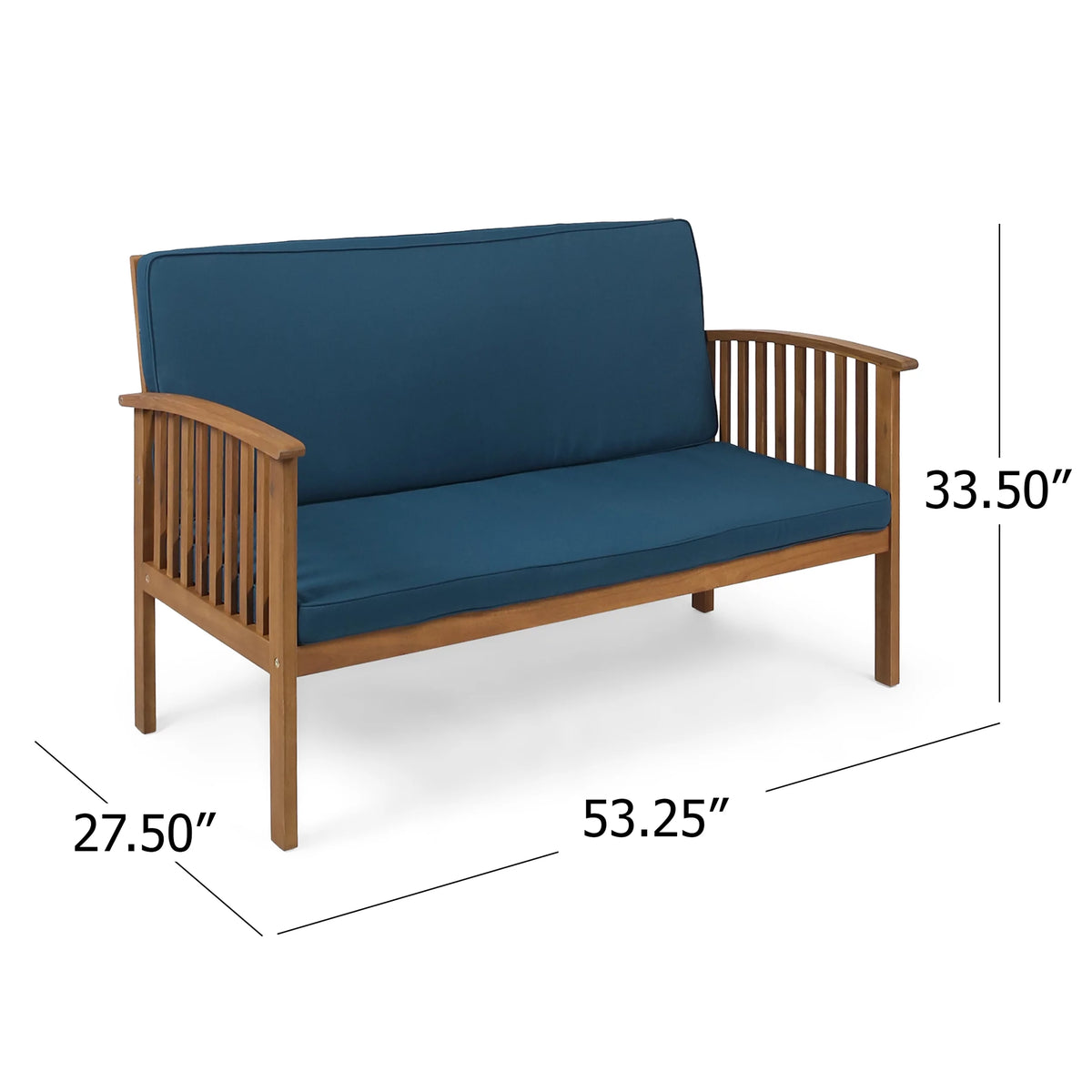 Acacia Wood Loveseat with Cushion K7032