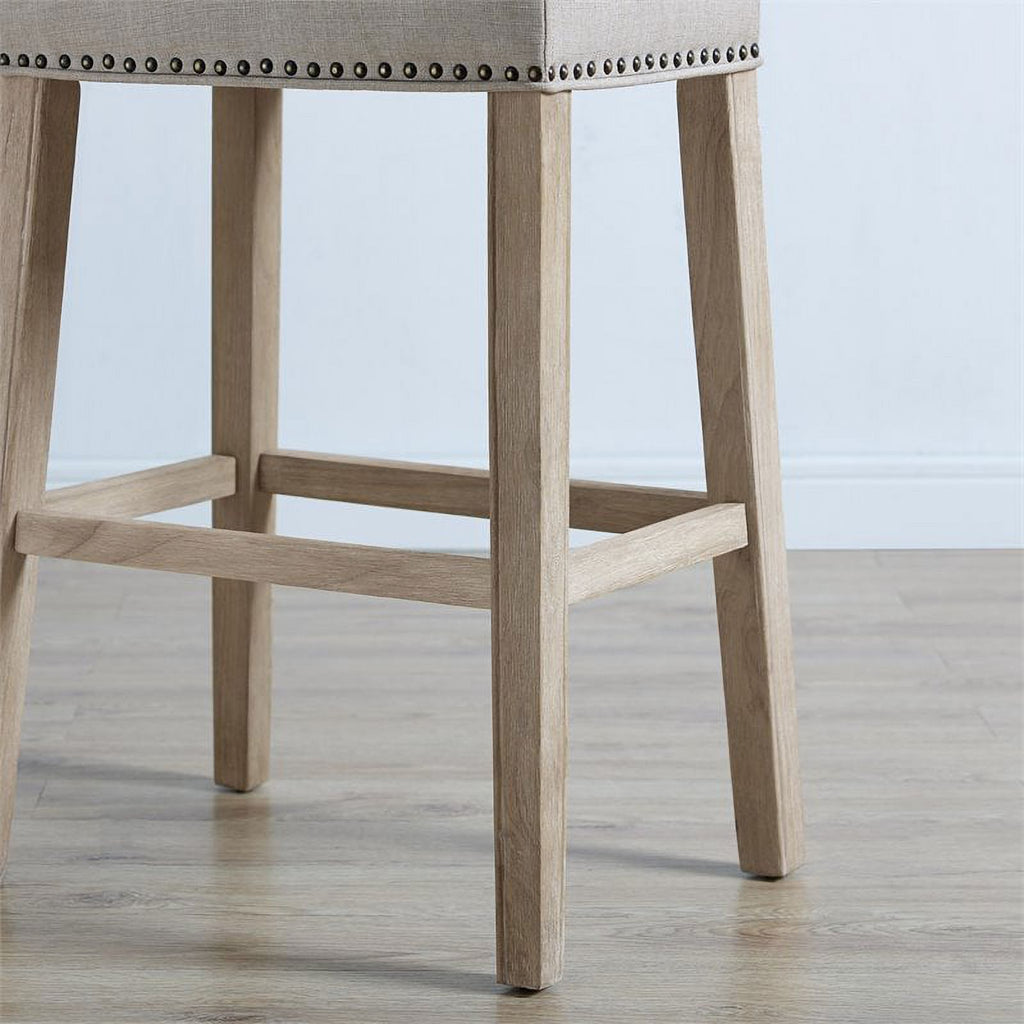 Fabric Upholstered Bar Stool in Tan (Set of 2) S61442