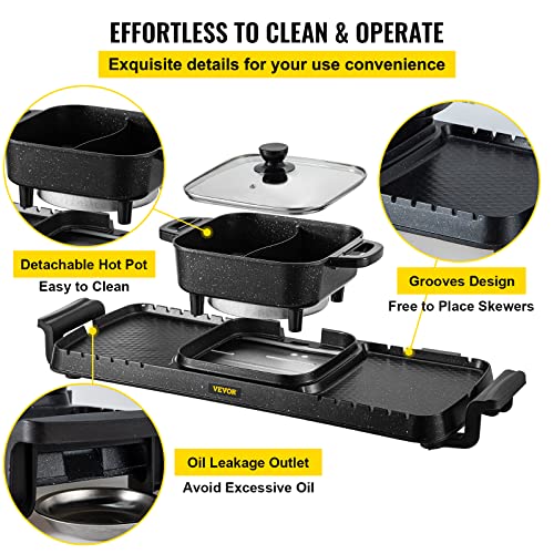 Electric Grill Hot Pot 2 in 1, Non-Stick Pan V726