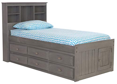 White Full Bookcase Bed with 6 Drawers F885