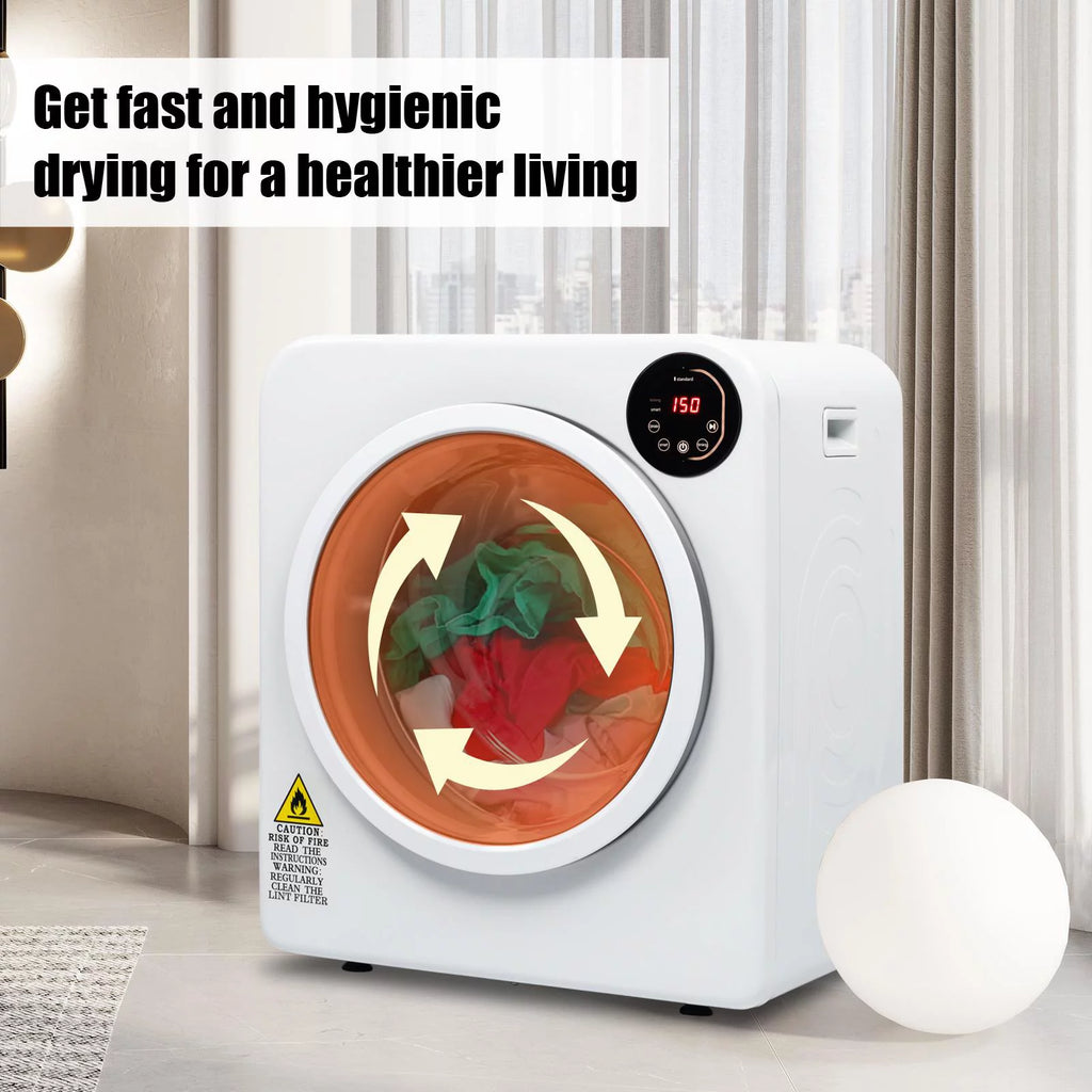 White 3.5 Cu.Ft Stainless Steel Compact Electric Clothes Dryer M106