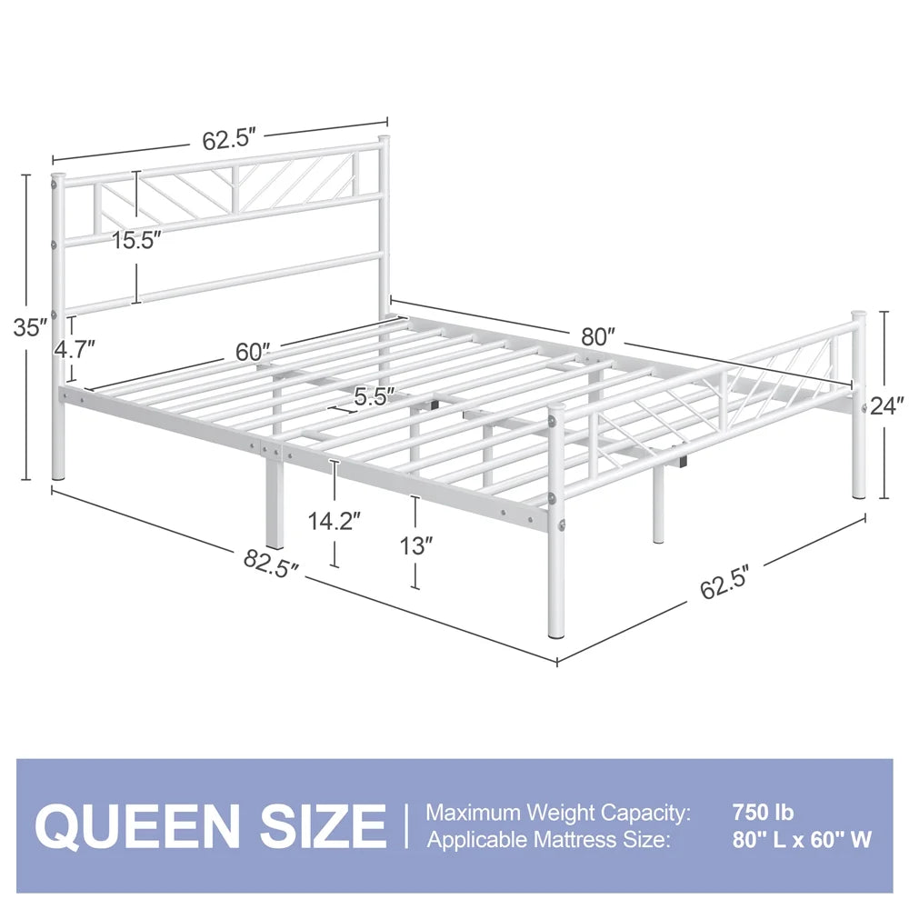 Queen Size Black Metal Platform Bed C484658