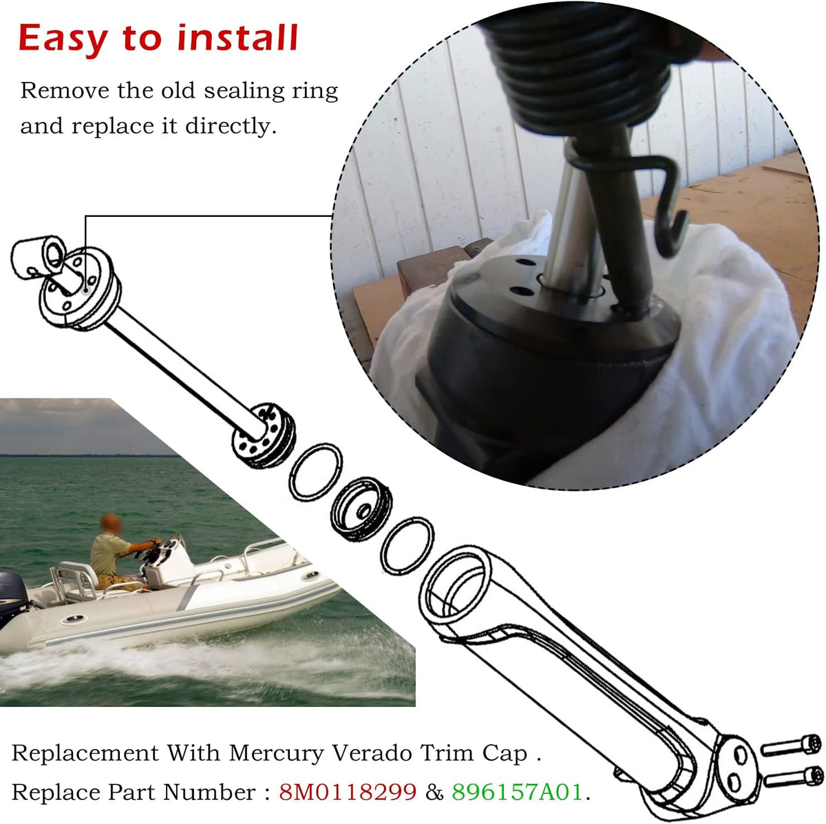 Black Outboard Trim Cap 6-Cylinder A221666