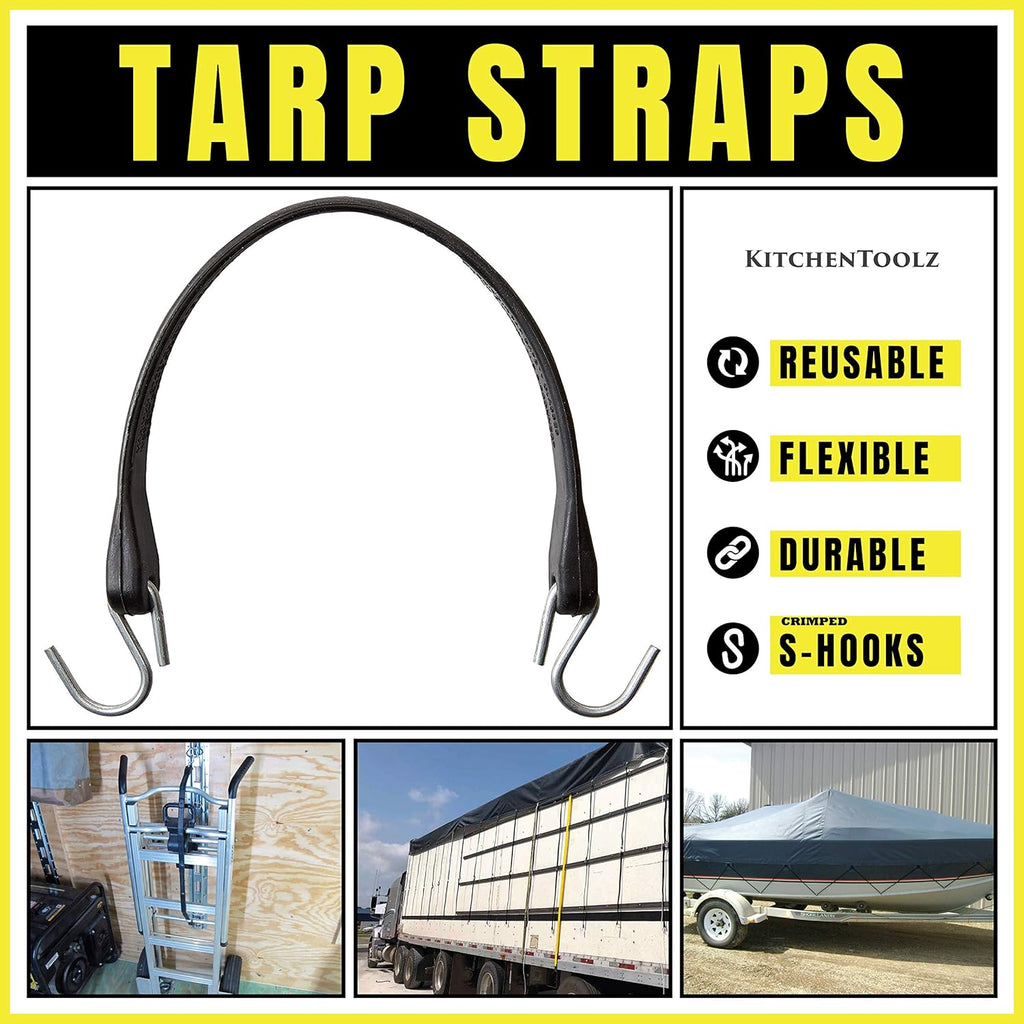 15" Rubber Bungee Cords with Hooks, Pack of 25 W115645