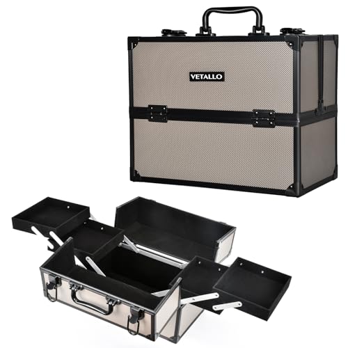 Large Black Portable Makeup Train Case D342