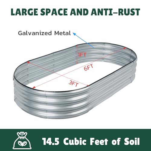 Galvanized Metal Raised Garden Bed 4x2x1 ft L8612